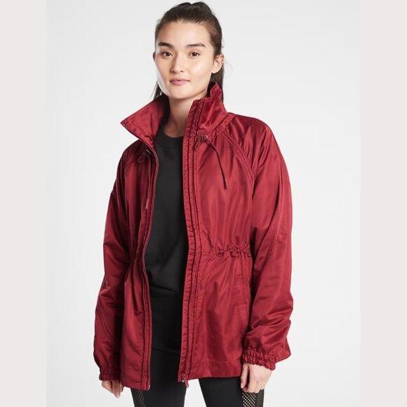 Athleta Escape Jacket in Canyon Red Rain Coat Windbreaker Running Jacket Size XS - Picture 1 of 11